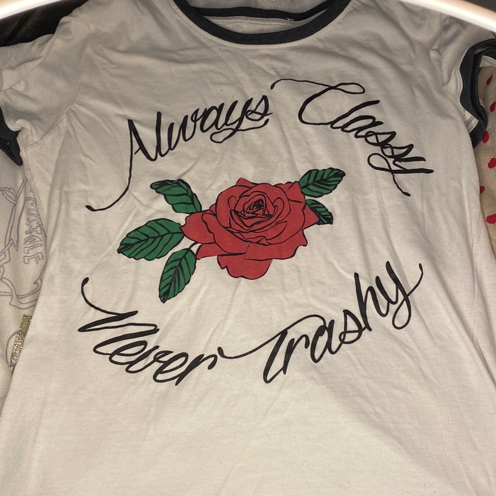 “always classy never trashy” rose short sleeve tee